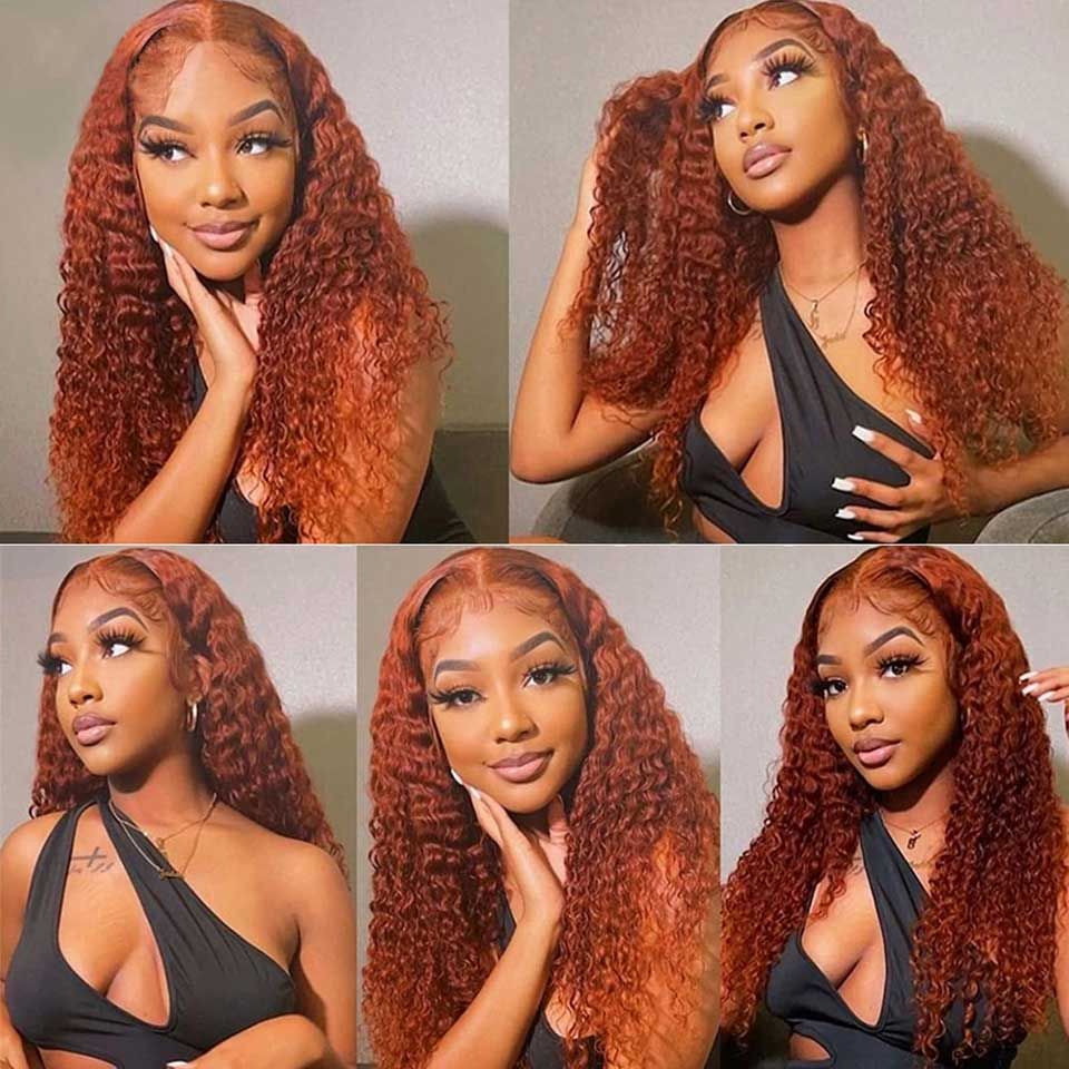 Ldjoy Ginger 13x4 Lace Front Wig Orange Curly Human Hair Ginger Orange Colored Pre Plucked Orange Human Hair Wig for Women