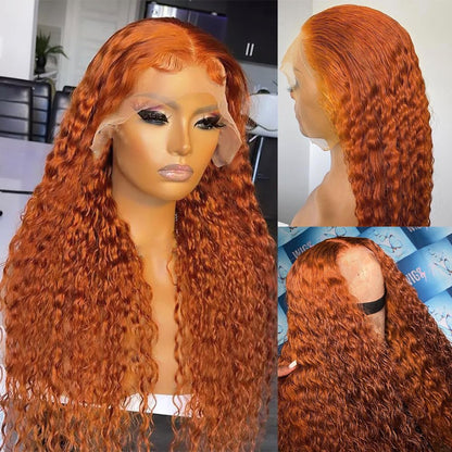Ldjoy Ginger 13x4 Lace Front Wig Orange Curly Human Hair Ginger Orange Colored Pre Plucked Orange Human Hair Wig for Women