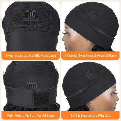 Ldjoy Straight Headband Wig Natural Black Human Hair Wig 180% Density