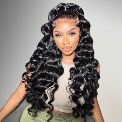  Loose Wave Lace Front Wigs Human Hair Pre Plucked 13x4 Transparent Frontal Wigs 