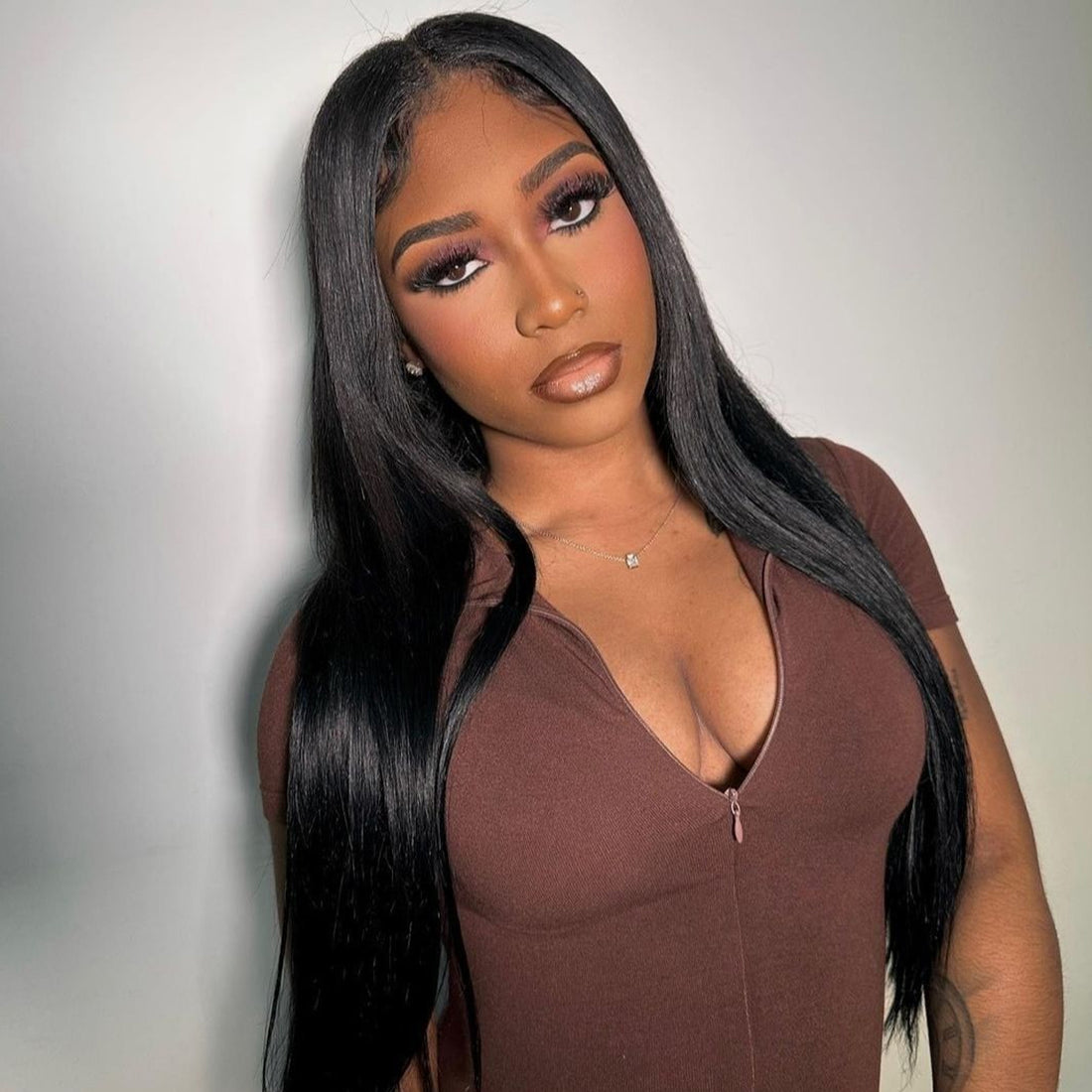 Ldjoy Wigs 4x4 Straight Lace Closure Wigs Pre Plucked Bleached Knots with Baby Hair 180 Density for Black Women Natural Black Color