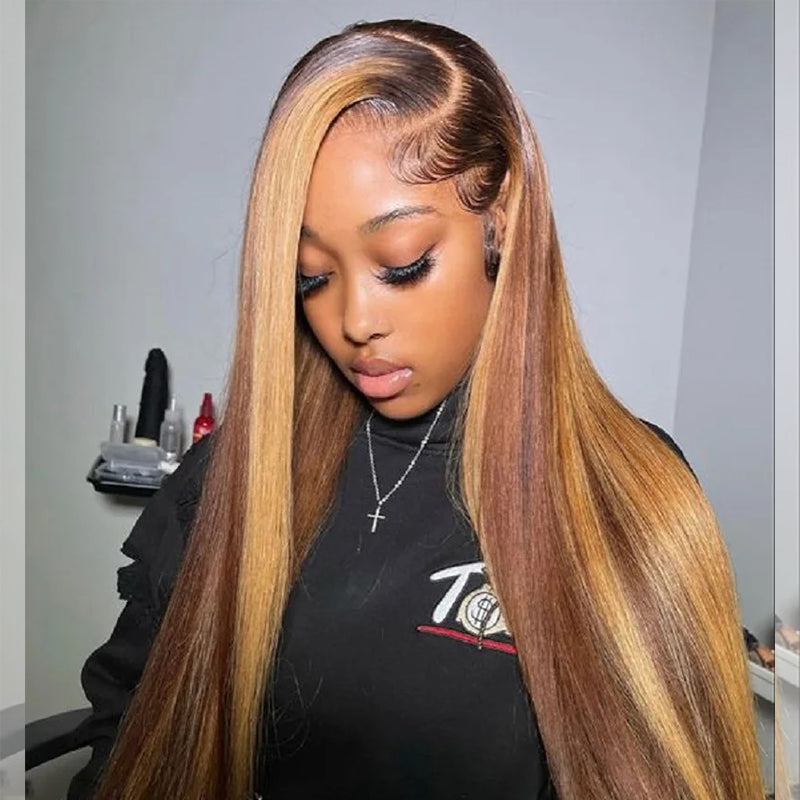 Ldjoy Highlight P4/27 Color 13x4 Lace Front Straight Human Hair Wig