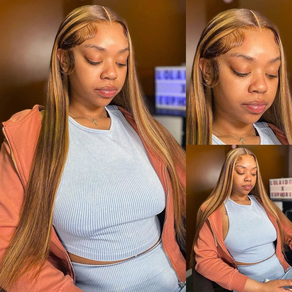 Ldjoy Highlight P4/27 Color 13x4 Lace Front Straight Human Hair Wig