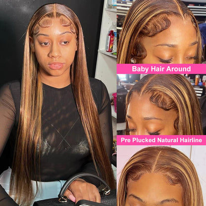Ldjoy Highlight P4/27 Color 13x4 Lace Front Straight Human Hair Wig