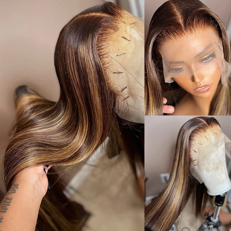 Ldjoy Highlight P4/27 Color 13x4 Lace Front Straight Human Hair Wig