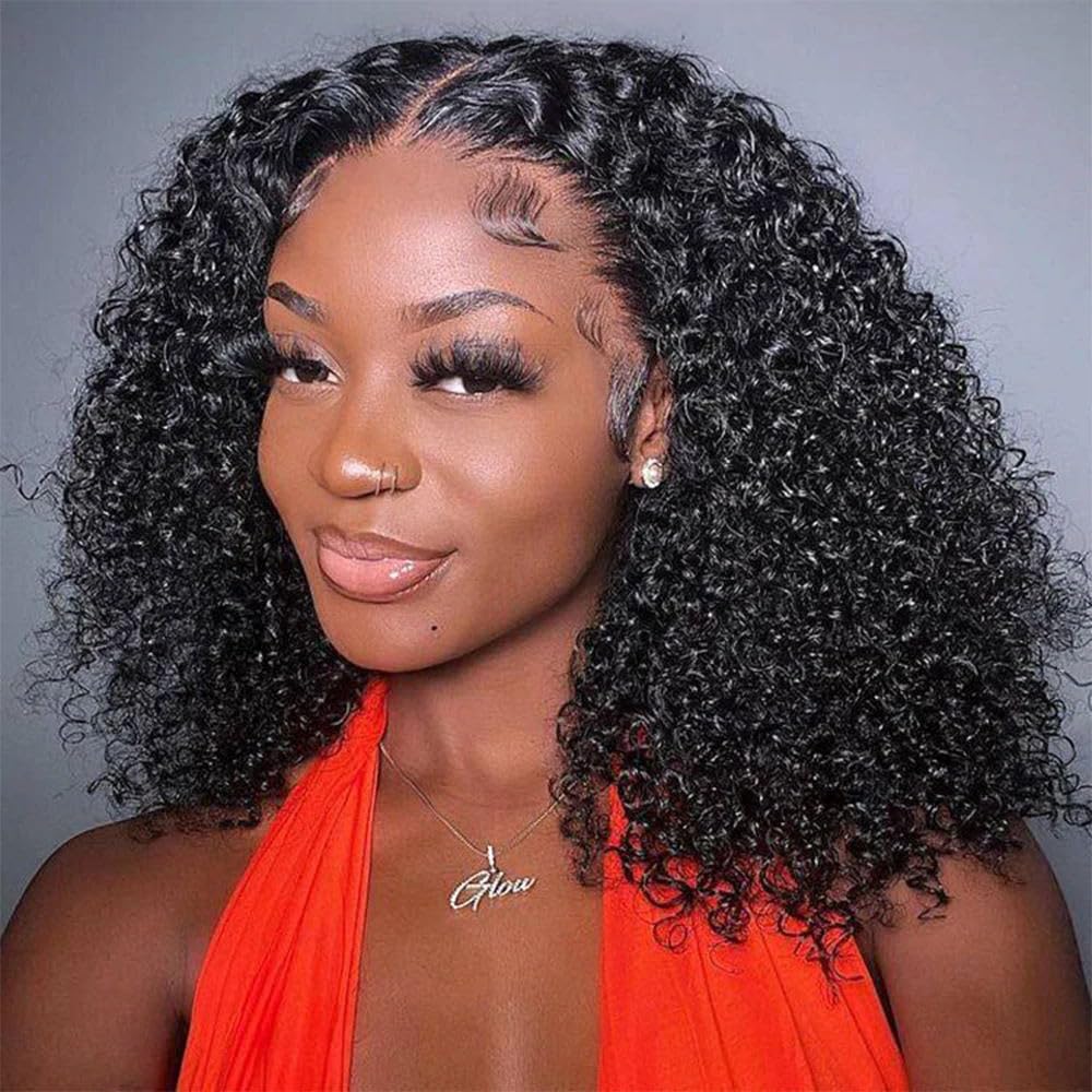 Ldjoy Curly Bob Wig Human Hair 13X4 Lace Front Wigs Human Hair Pre Plucked 180% Density
