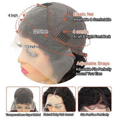 Ldjoy Curly Bob Wig Human Hair 13X4 Lace Front Wigs Human Hair Pre Plucked 180% Density 