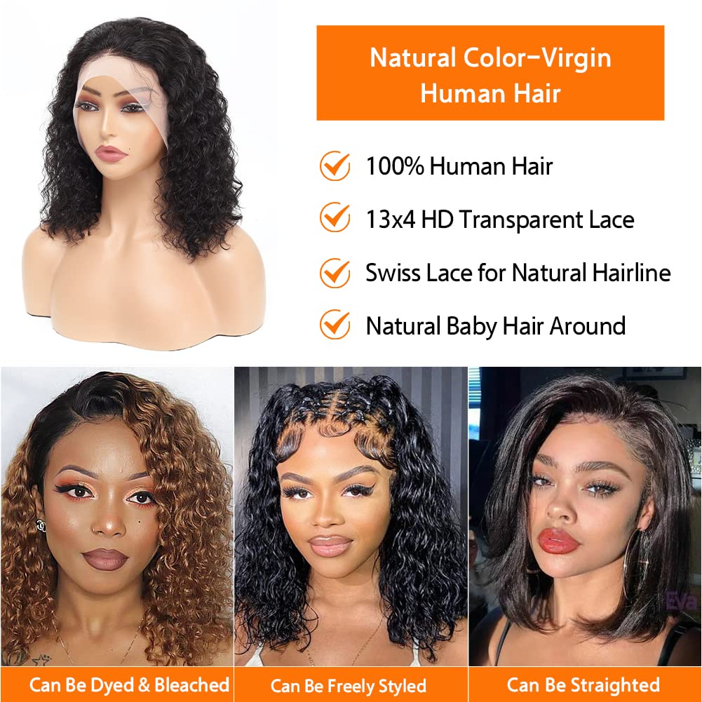 Ldjoy Curly Bob Wig Human Hair 13X4 Lace Front Wigs Human Hair Pre Plucked 180% Density 