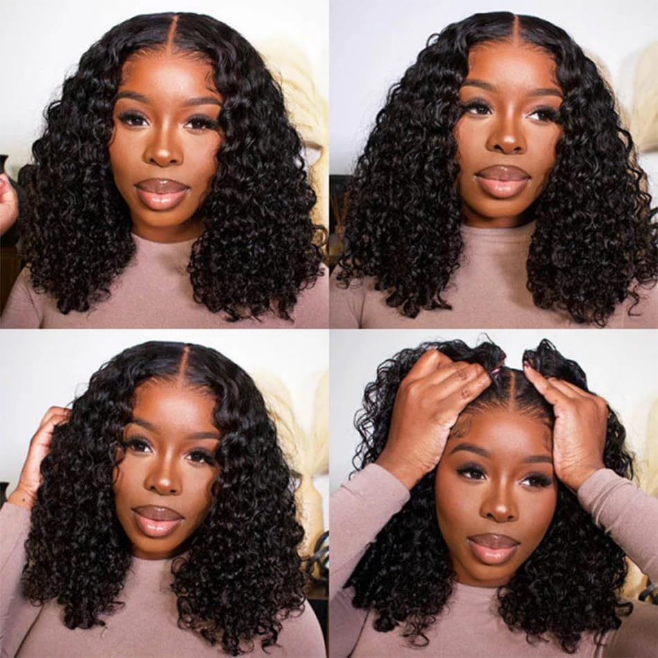 Ldjoy Curly Bob Wig Human Hair 13X4 Lace Front Wigs Human Hair Pre Plucked 180% Density 