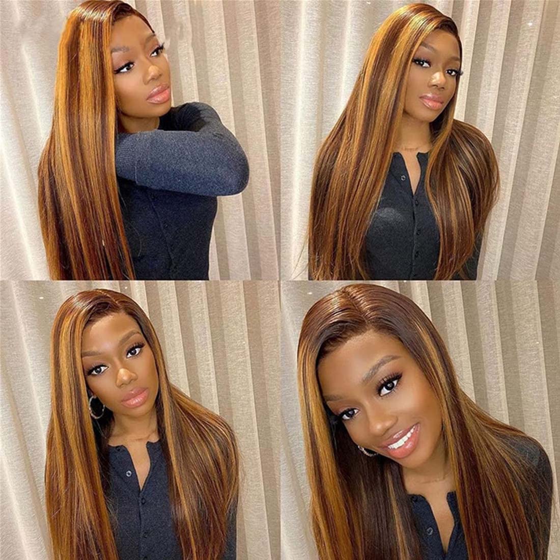4/27 4x4 Glueless Lace Closure Straight wig Human Hair Wigs