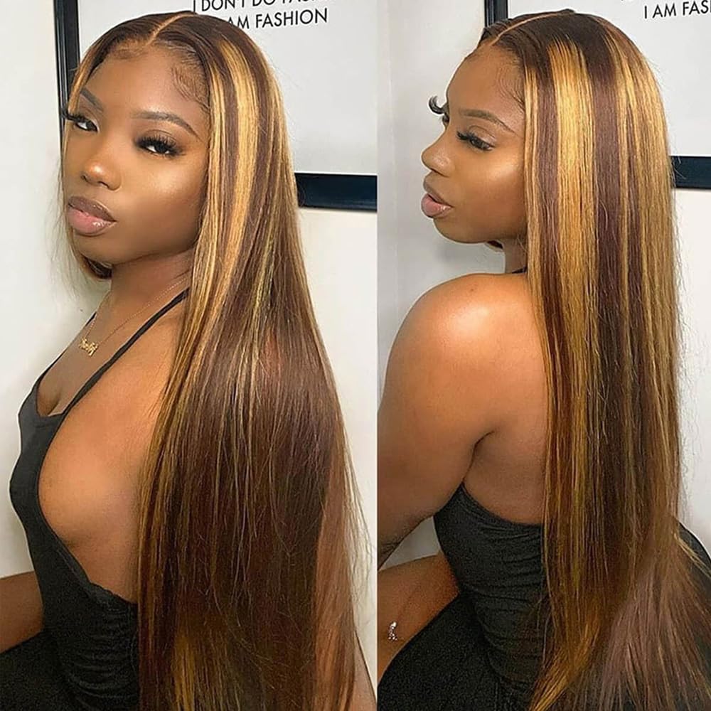 Tiktok Ldjoy Straight Highlight 13x4 Honey Blonde Lace Front Wig