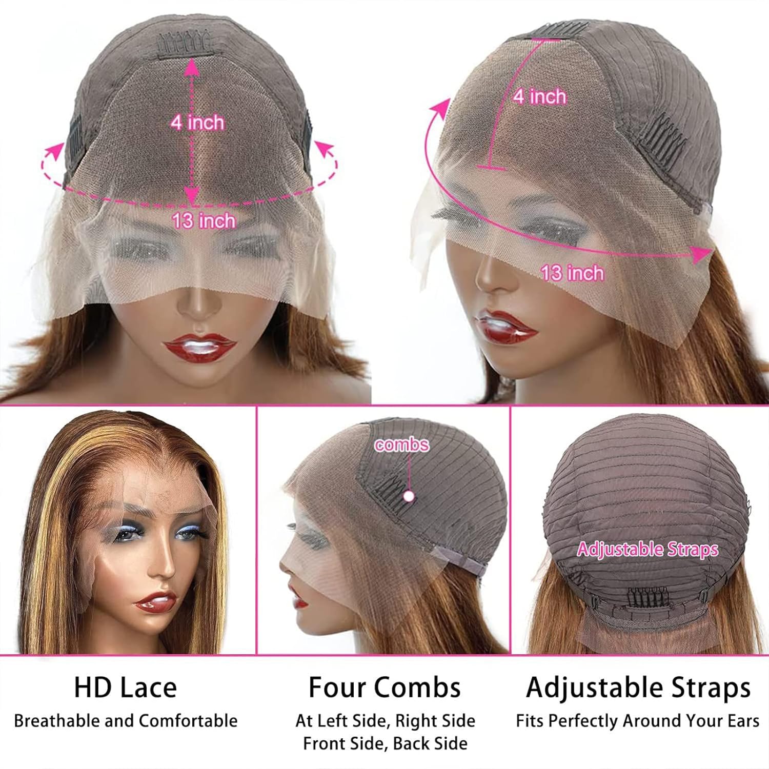 Tiktok Ldjoy Straight Highlight 13x4 Honey Blonde Lace Front Wig