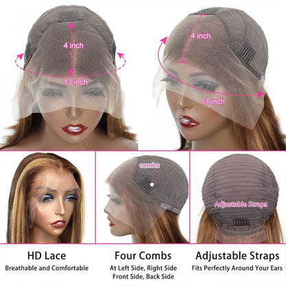 Tiktok Ldjoy Straight Highlight 13x4 Honey Blonde Lace Front Wig
