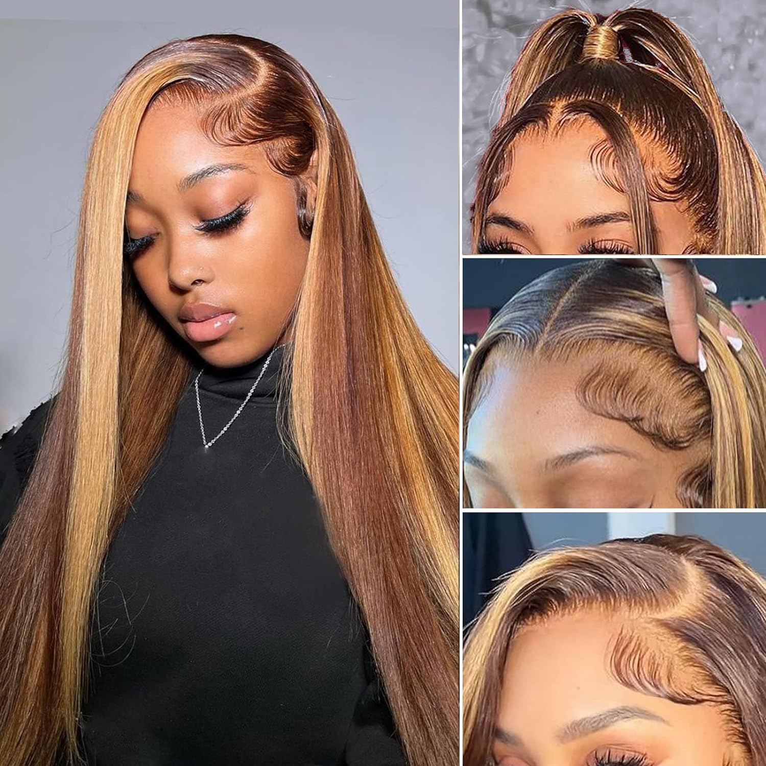 Tiktok Ldjoy Straight Highlight 13x4 Honey Blonde Lace Front Wig