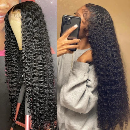 Ldjoy Water Wave Lace Front Wigs Human Hair Wigs for Women 13x4 Glueless Lace Frontal Wigs Human Hair Pre Plucked with Baby Hair Wet and Wavy Wigs Human Hair 180% Density Natural Color