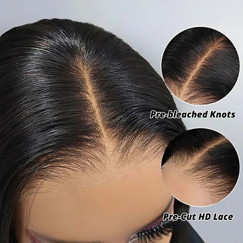 Ldjoy Short Bob Straight 4x4 Pre-Cut Airy Cap Wig Lace Closure Glueless Human Hair Wig 180% Density