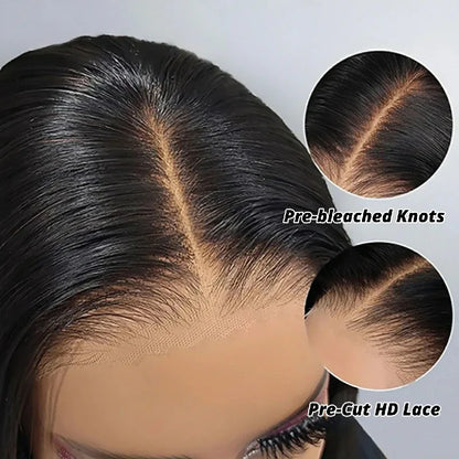 Ldjoy Short Bob Straight 4x4 Pre-Cut Airy Cap Wig Lace Closure Glueless Human Hair Wig 180% Density