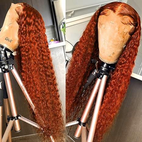 Ldjoy Wigs Ginger Orange 4X4 Lace Closure Wigs Human Hair Jerry Curly Wigs for Black Women 