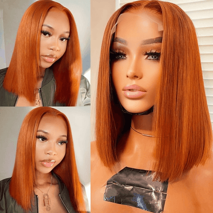 Ldjoy Ginger Orange 4x4 Lace Closure Wigs Bob Wig 
