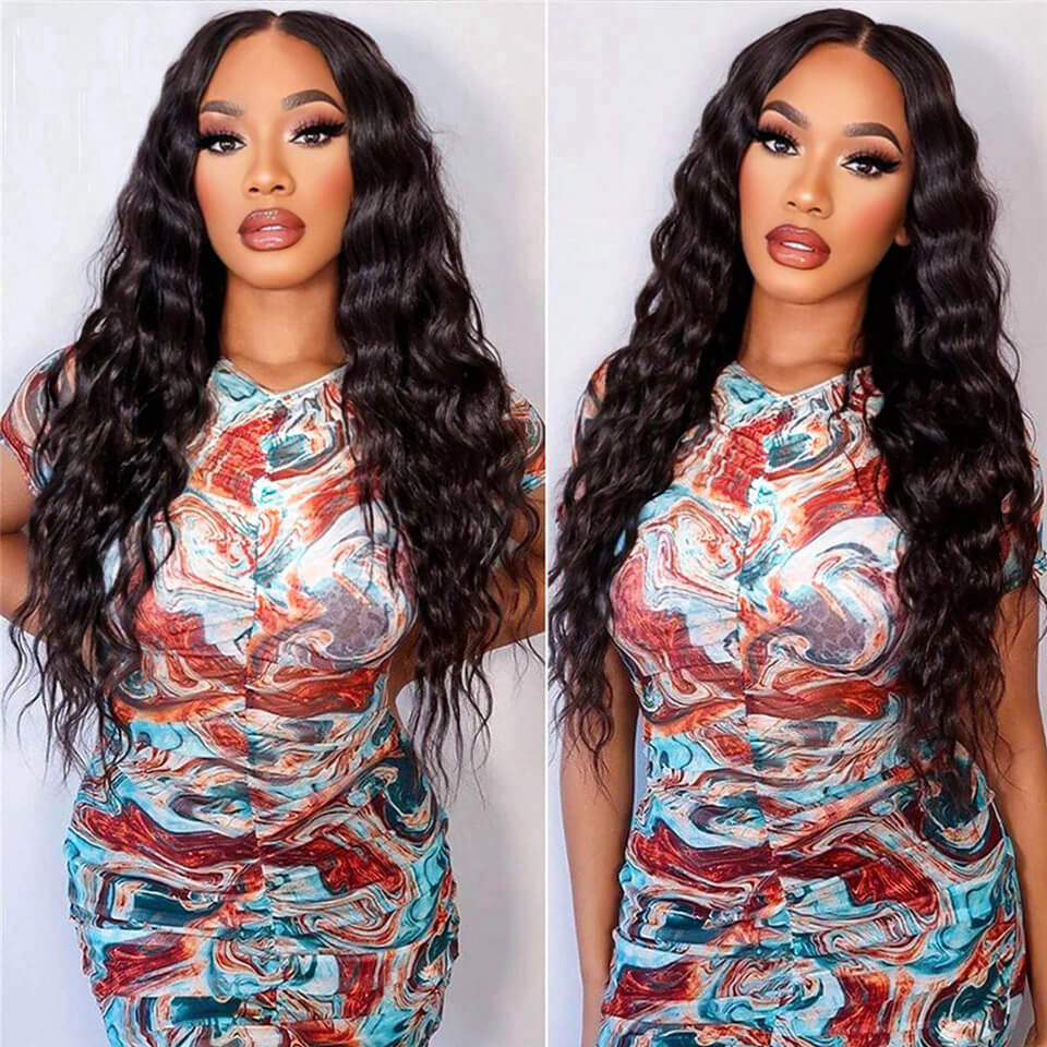 ldjoy Deep Wave 4 Bundles Hair Weft With 13x4 Lace Frontal Human Hair