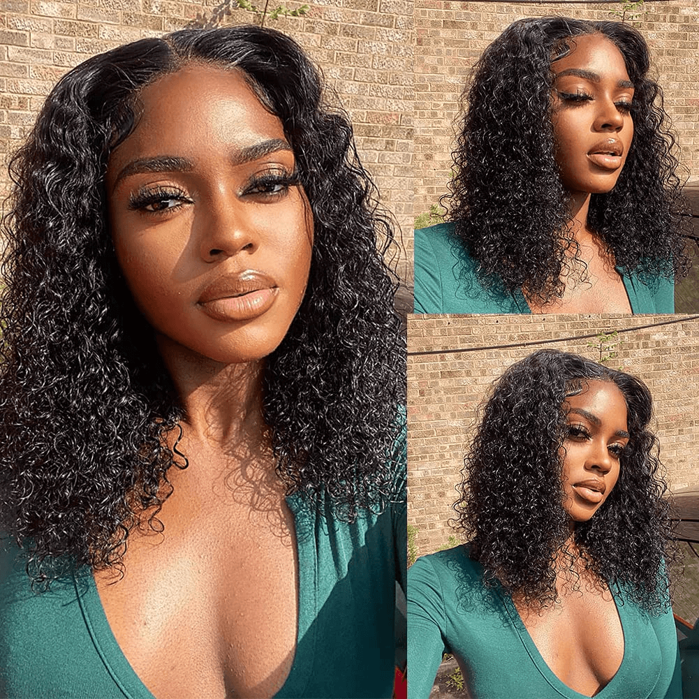 Ldjoy Wigs Bob Wig Human Hair 13x4 Deep Curly Lace Front Wigs Human Hair for Black Women Glueless Wigs Pre Plucked With Baby Hair 180% Density Short Deep Curly Frontal Bob Wigs Natural Hairline
