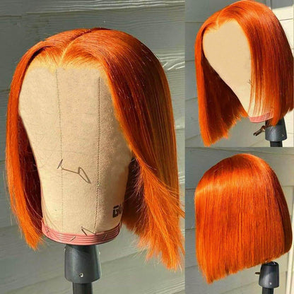 Ldjoy Ginger Orange 4x4 Lace Closure Wigs Bob Wig 
