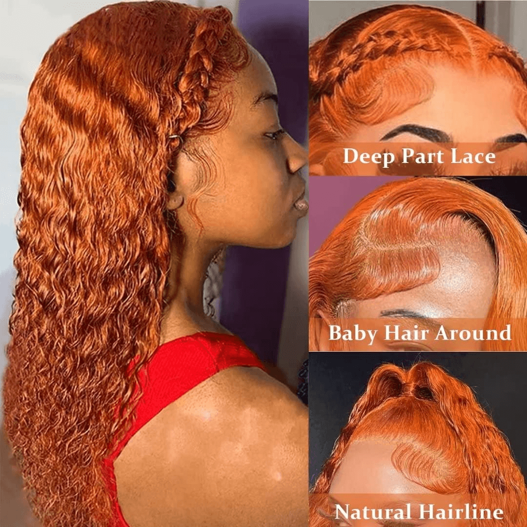 Ldjoy Wigs Ginger Orange 4X4 Lace Closure Wigs Human Hair Jerry Curly Wigs for Black Women 