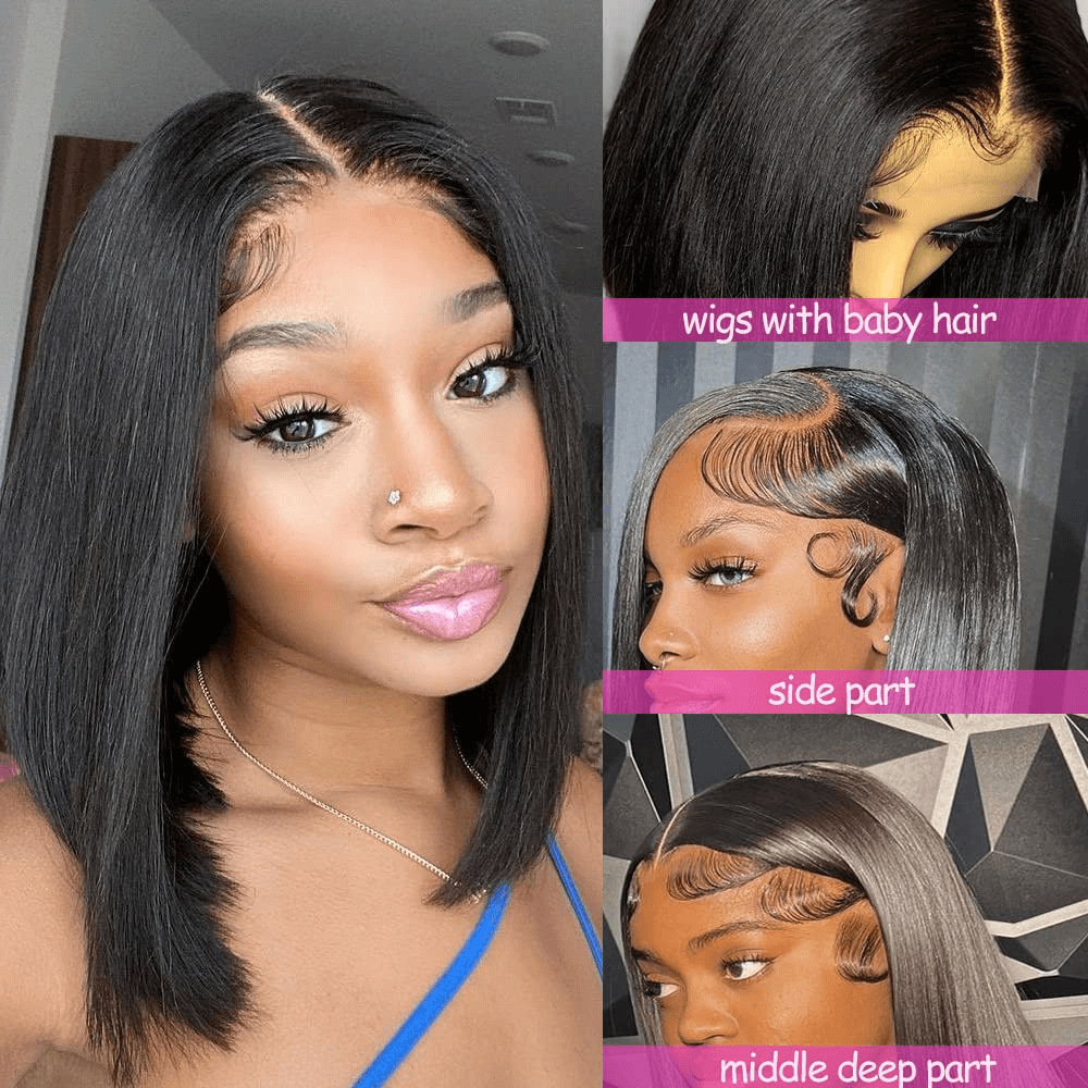 Ldjoy Straight Full Lace Bob Wig Pre-plucked Clean Hairline Bleached Knots Short Straight Bob Wig