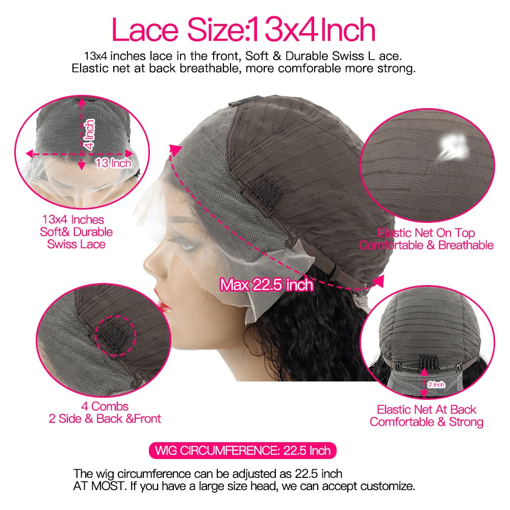 Ldjoy Wigs Bob Wig Human Hair 13x4 Deep Curly Lace Front Wigs Human Hair for Black Women Glueless Wigs Pre Plucked With Baby Hair 180% Density Short Deep Curly Frontal Bob Wigs Natural Hairline