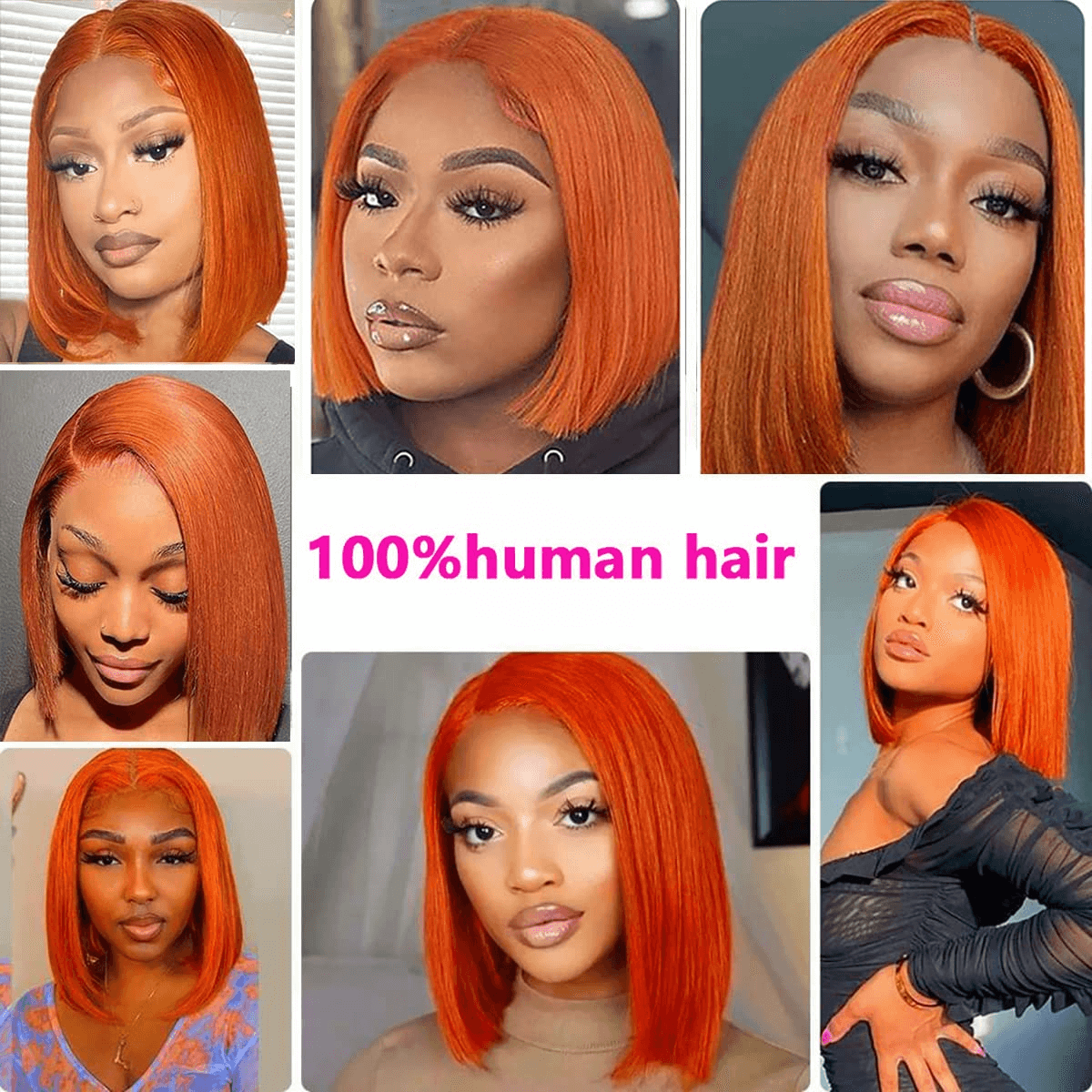 Ldjoy Ginger Orange 4x4 Lace Closure Wigs Bob Wig 