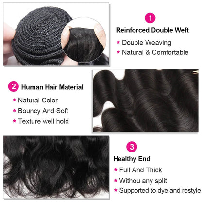 Ldjoy Body Wave 4 Bundles With 13x4 Lace Frontal Free Part