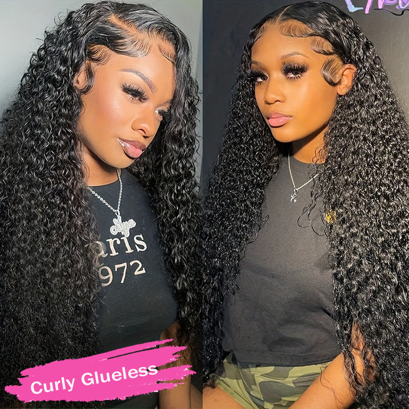 Curly Glueless Wig 5x5 &amp; 4x6 Pre Cut HD Lace Natual Black Human Hair Ldjoy Wigs