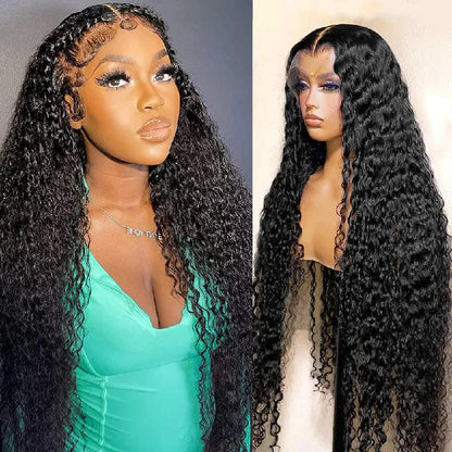 Ldjoy Deep Wave T Part Wig Natural Black Human Hair Wig 180% Density