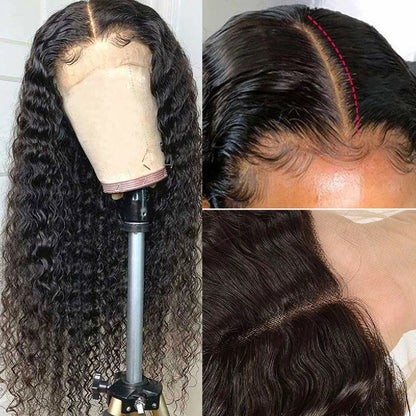 Ldjoy Deep Wave T Part Wig Natural Black Human Hair Wig 180% Density