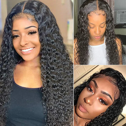 Ldjoy Deep Wave T Part Wig Natural Black Human Hair Wig 180% Density