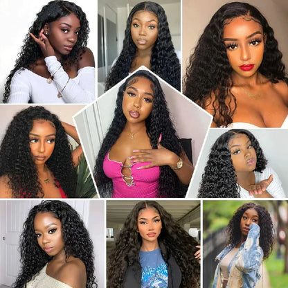 Ldjoy Deep Wave T Part Wig Natural Black Human Hair Wig 180% Density