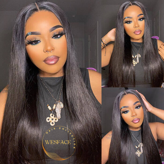 Ldjoy Straight 3 Pcs Bundles Hair Weft With 13x4 Lace Frontal Human Hair
