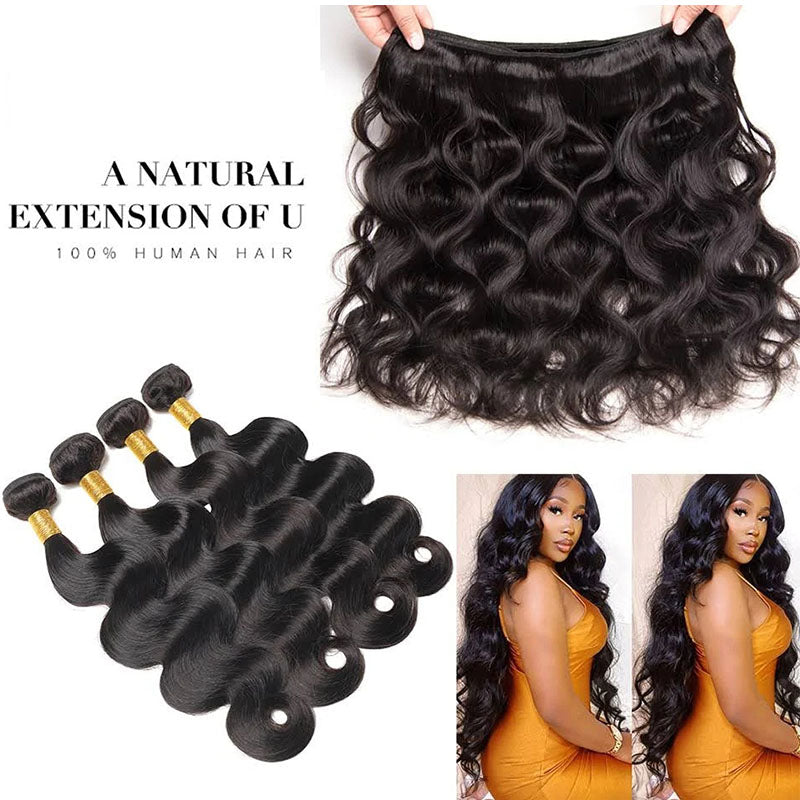 Ldjoy Body Wave 4 Bundles With 4x4 Closure Brazilian Natural Human Hair