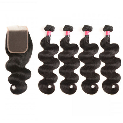 Ldjoy Body Wave 4 Bundles With 4x4 Closure Brazilian Natural Human Hair