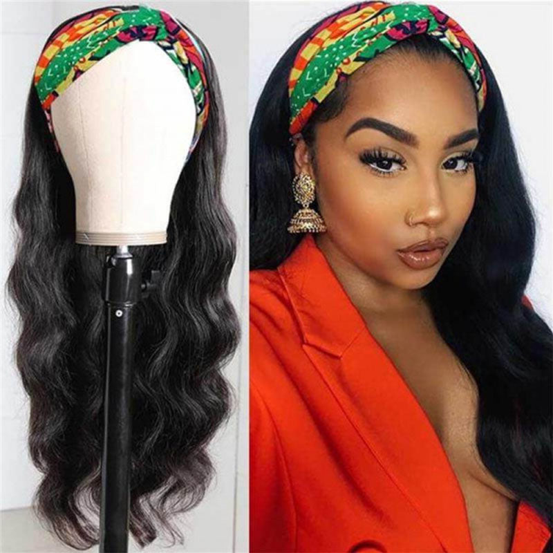 Ldjoy Body Wave Headband Wig Natural Black Human Hair Wig