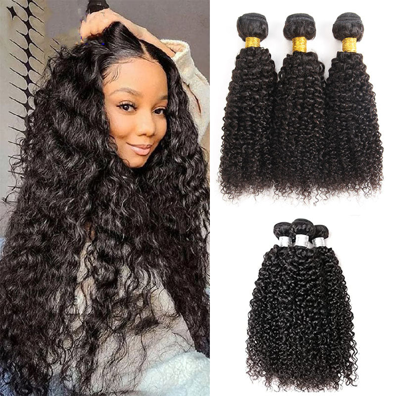 Ldjoy Curly 3 Pcs Bundles Natural Black Human Virgin Hair