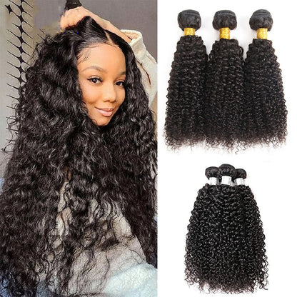 Ldjoy Curly 3 Pcs Bundles Natural Black Human Virgin Hair