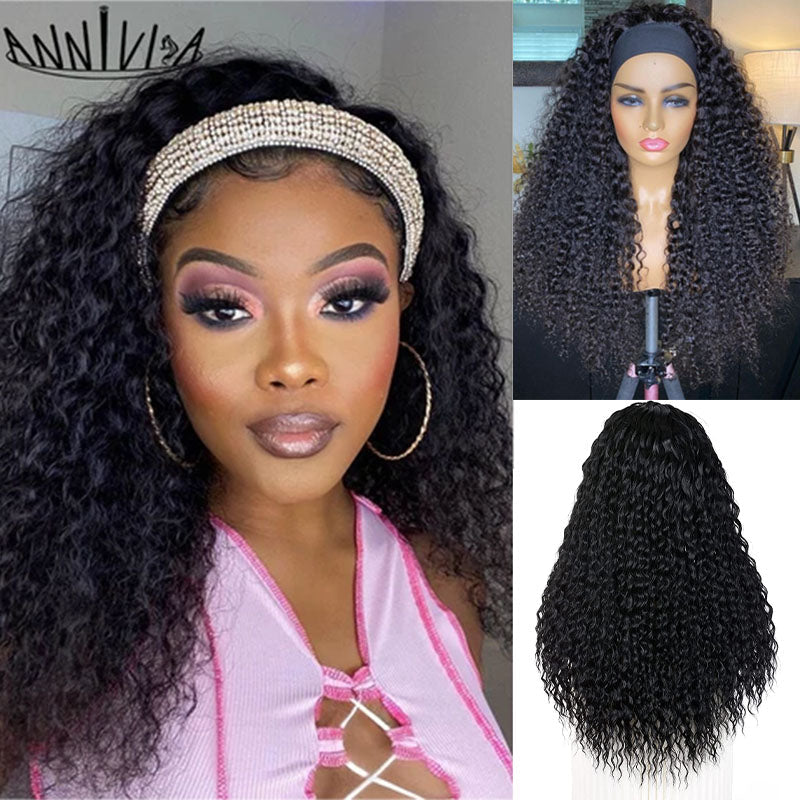 Ldjoy Curly Headband Wig 14-30 Inch Human Hair Wig 180% Density