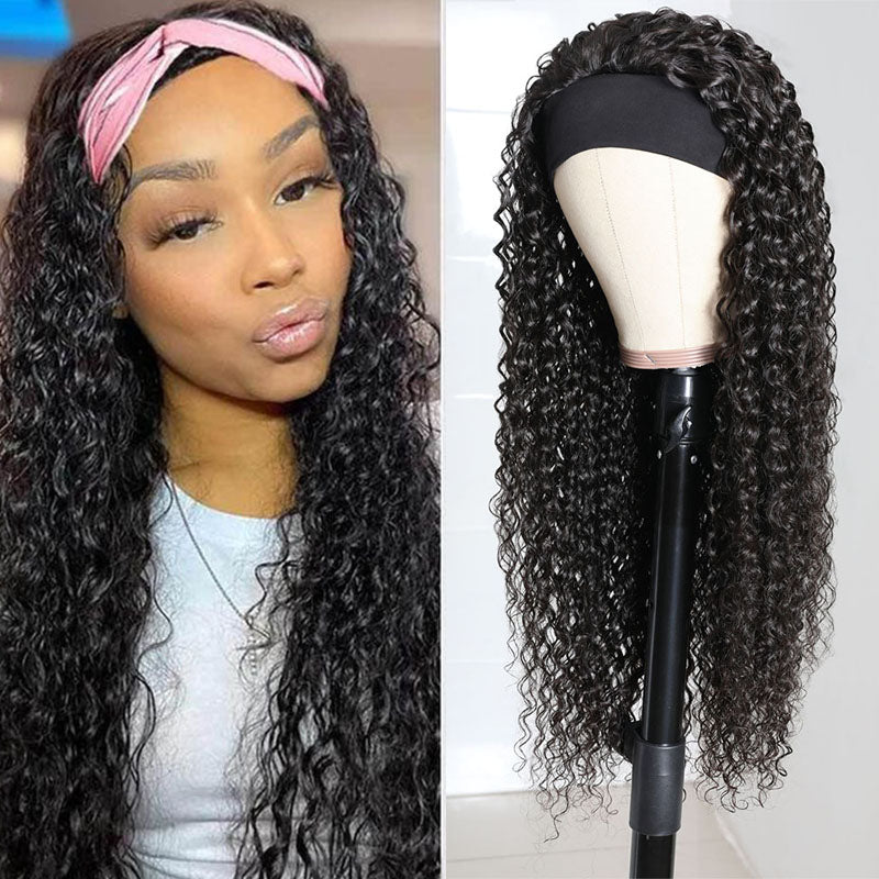 Ldjoy Curly Headband Wig 14-30 Inch Human Hair Wig 180% Density