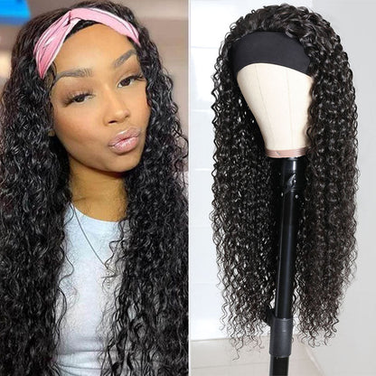 Ldjoy Curly Headband Wig 14-30 Inch Human Hair Wig 180% Density