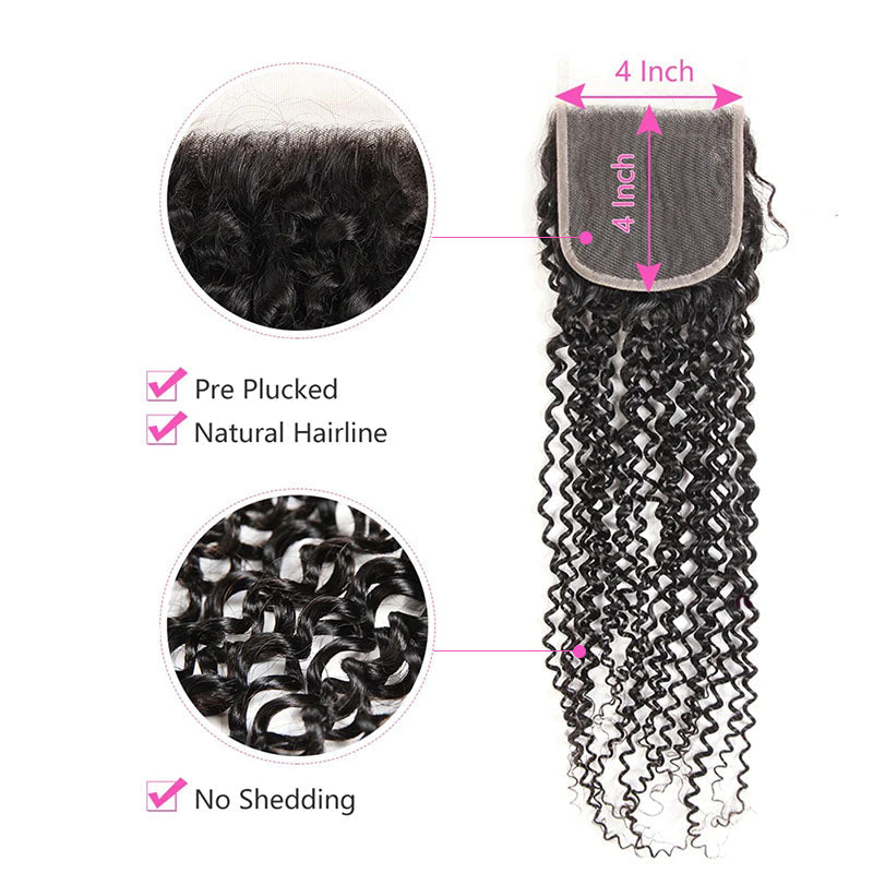 Ldjoy Deep Wave 1 Pcs Lace Closure Natural Black Human Hair