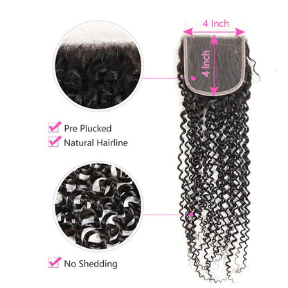 Ldjoy Deep Wave 1 Pcs Lace Closure Natural Black Human Hair
