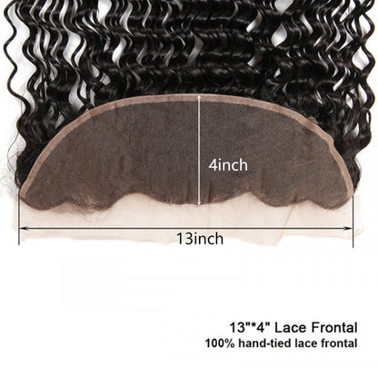 Ldjoy Deep Wave 1 Pcs Lace Frontal Natural Black Human Virgin Hair