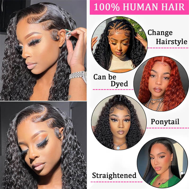 Ldjoy Deep Wave 13x6 HD Lace Front Wig Natural Black Human Hair Wig