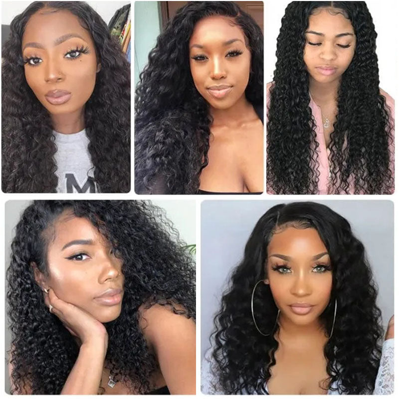 Ldjoy Deep Wave 3 Bundles Hair Weft With 13x4 Lace Frontal Human Hair